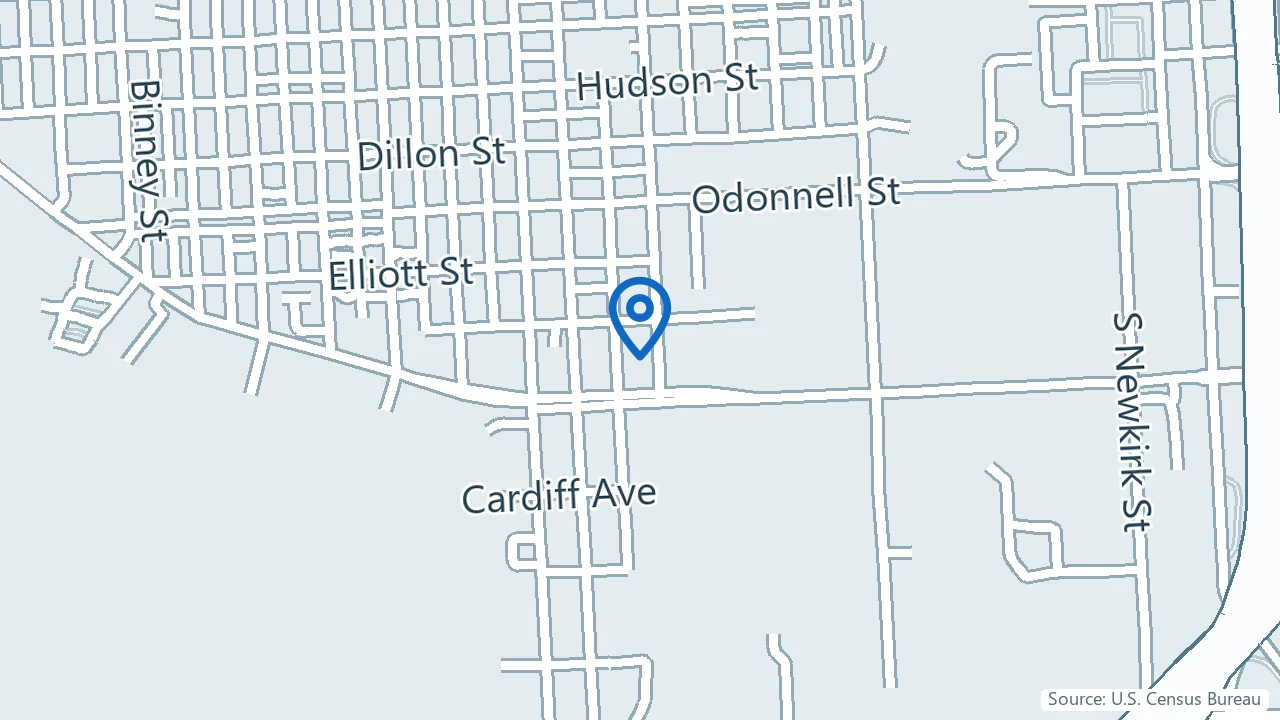 Map showing Thrive Medical Wellness in Baltimore, Maryland