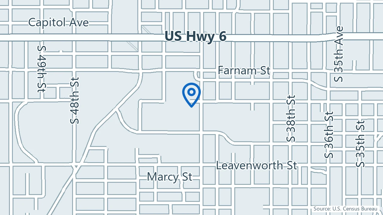Map showing Psychiatry Clinic at Poynter Hall in Omaha, Nebraska