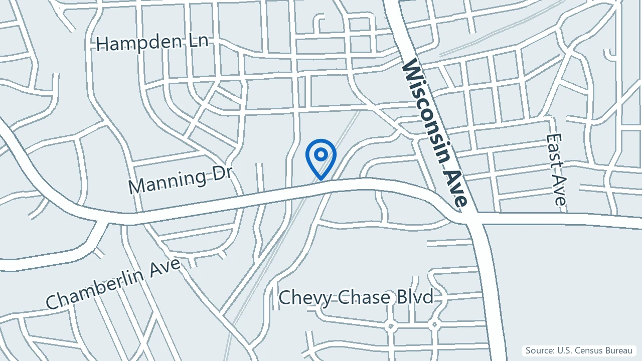 Map showing Bethesda Psychiatry MD in Chevy Chase, Maryland