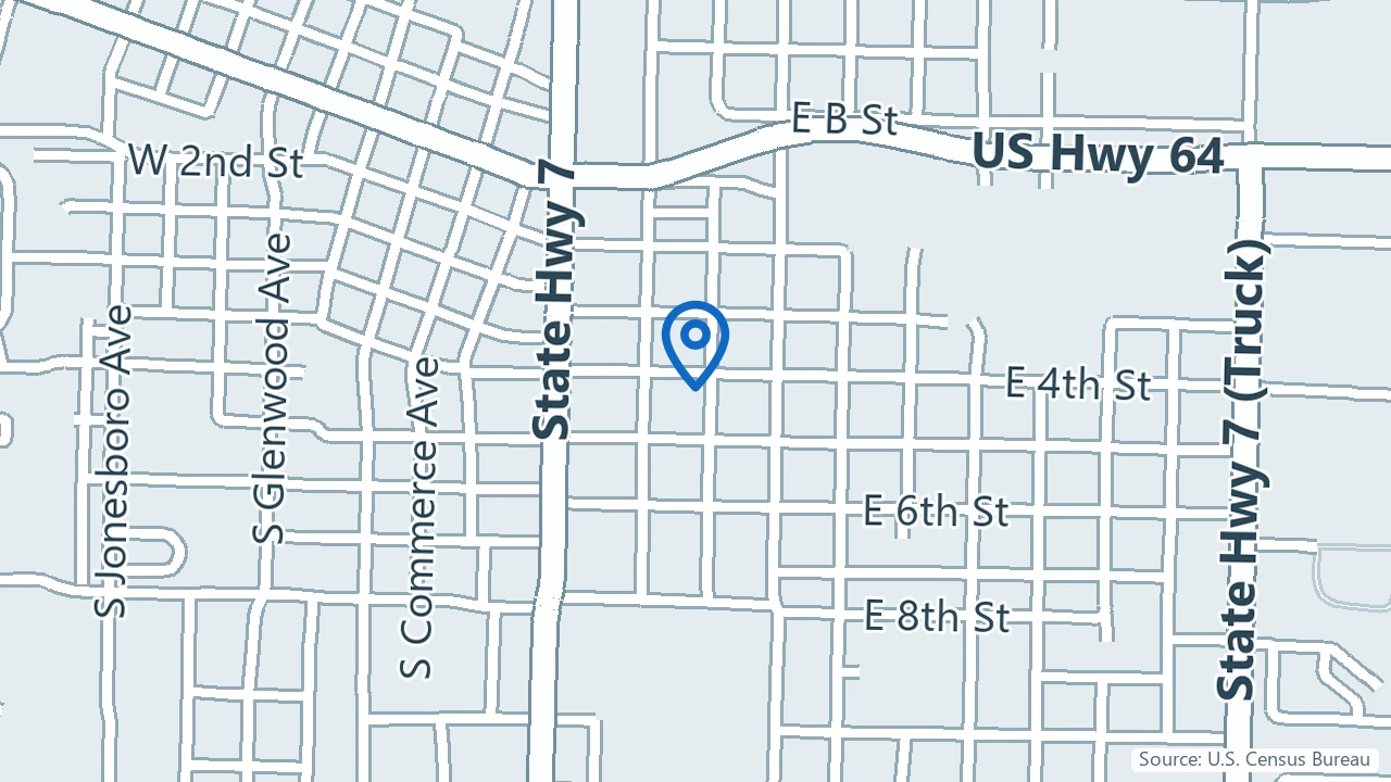 Map showing Azure Health in Russellville, Arkansas