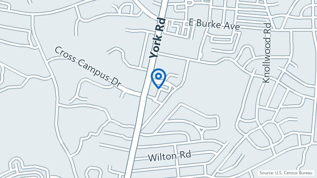Map showing Thrive Medical Wellness in Towson, Maryland
