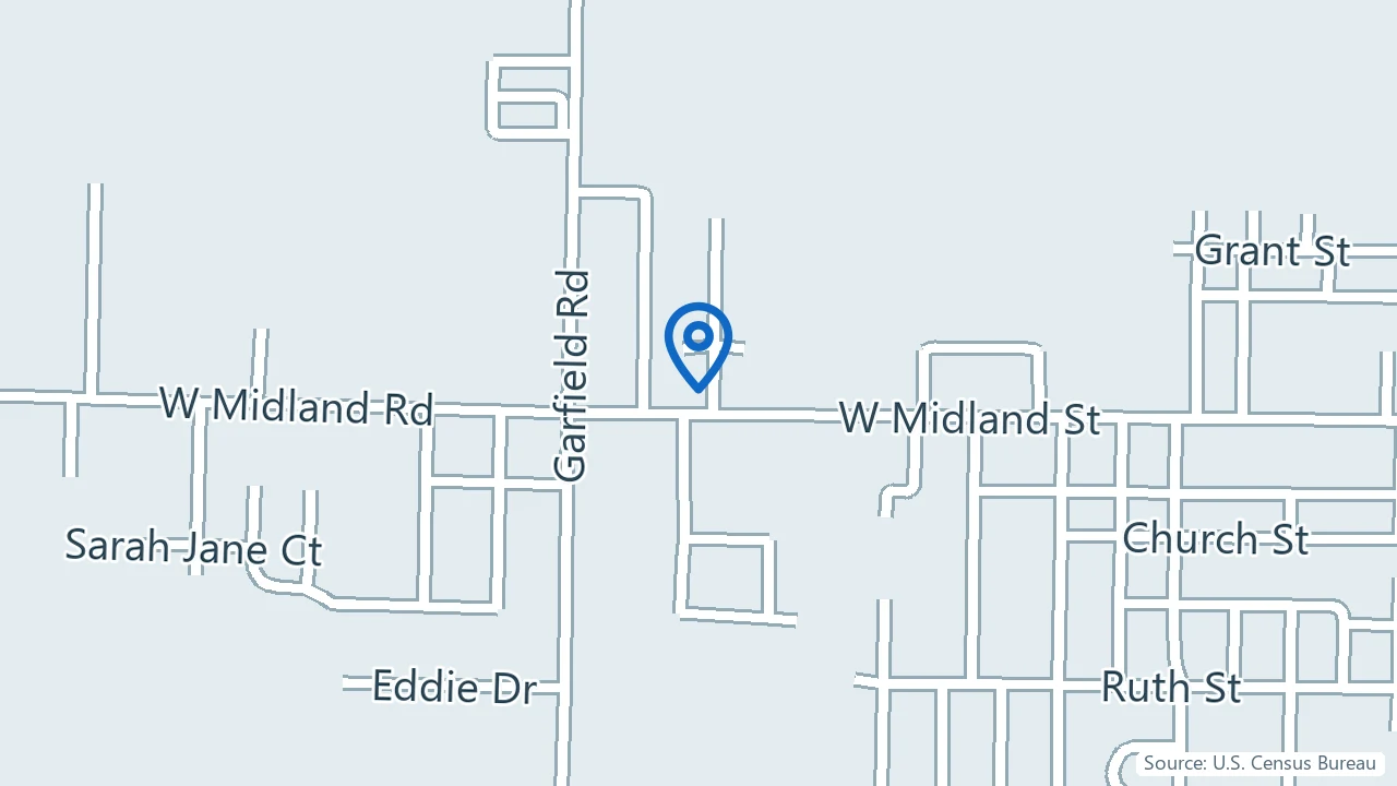 Map showing Serenity Bay Health in Auburn, Michigan