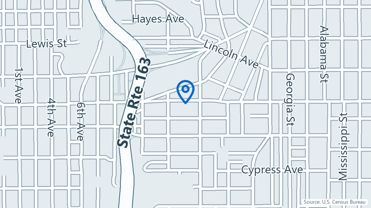 Map showing Heal + Glow Wellness in San Diego, California