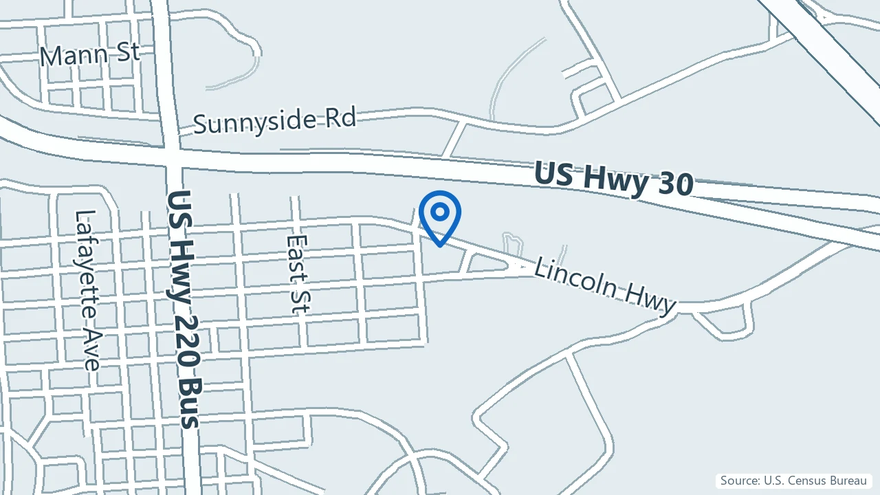 Map showing Nulton Diagnostic & Treatment Center in Bedford, Pennsylvania