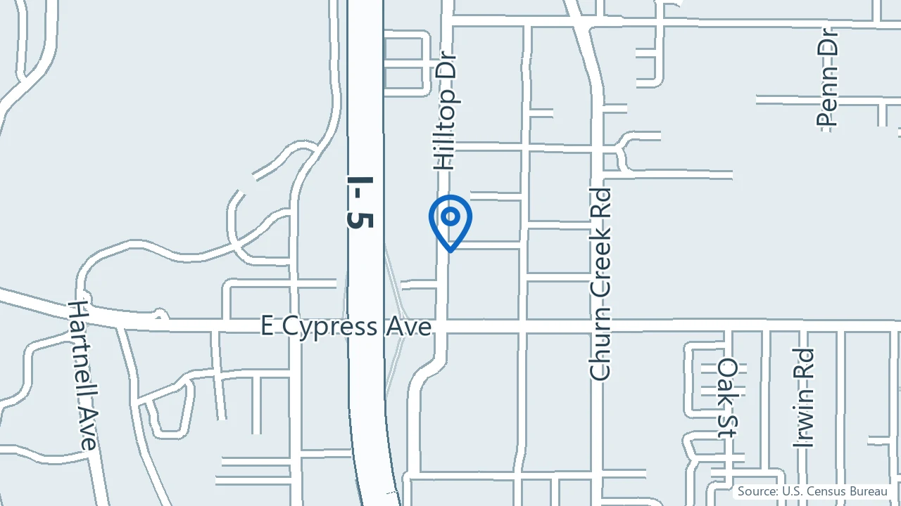 Map showing KADS Mental Health Nursing Services in Redding, California