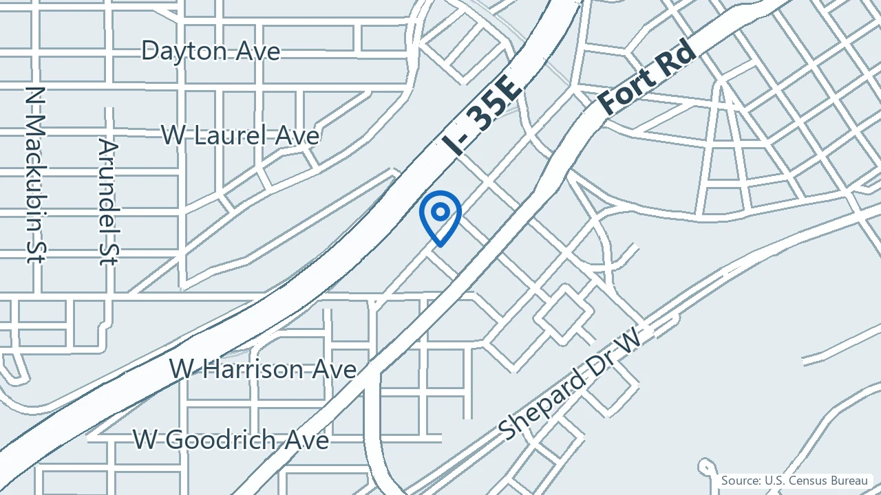 Map showing Allina Health Mental Health – United Clinic in St. Paul, Minnesota