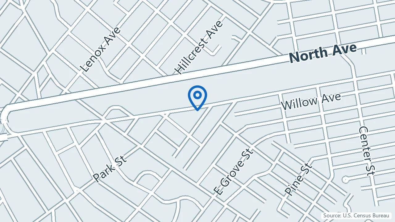 Map showing Embrace Psychiatric Wellness Center in Westfield, New Jersey