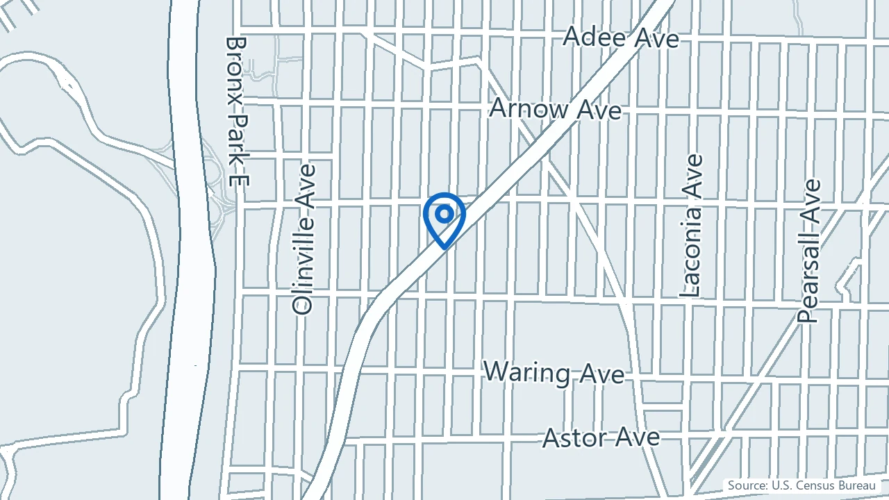 Map showing Blossom Behavioral Health Services in Bronx, New York