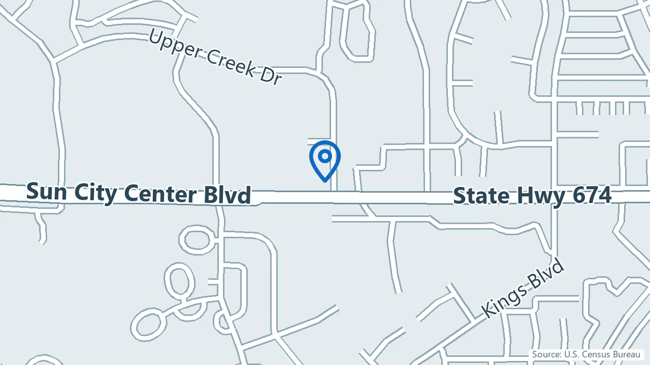 Map showing Advanced Psychiatric Health in Sun City Center, Florida