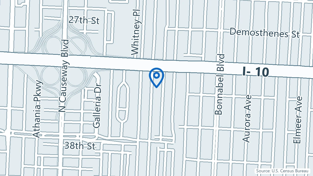 Map showing Ketamine Infusion Center in Metairie, Louisiana