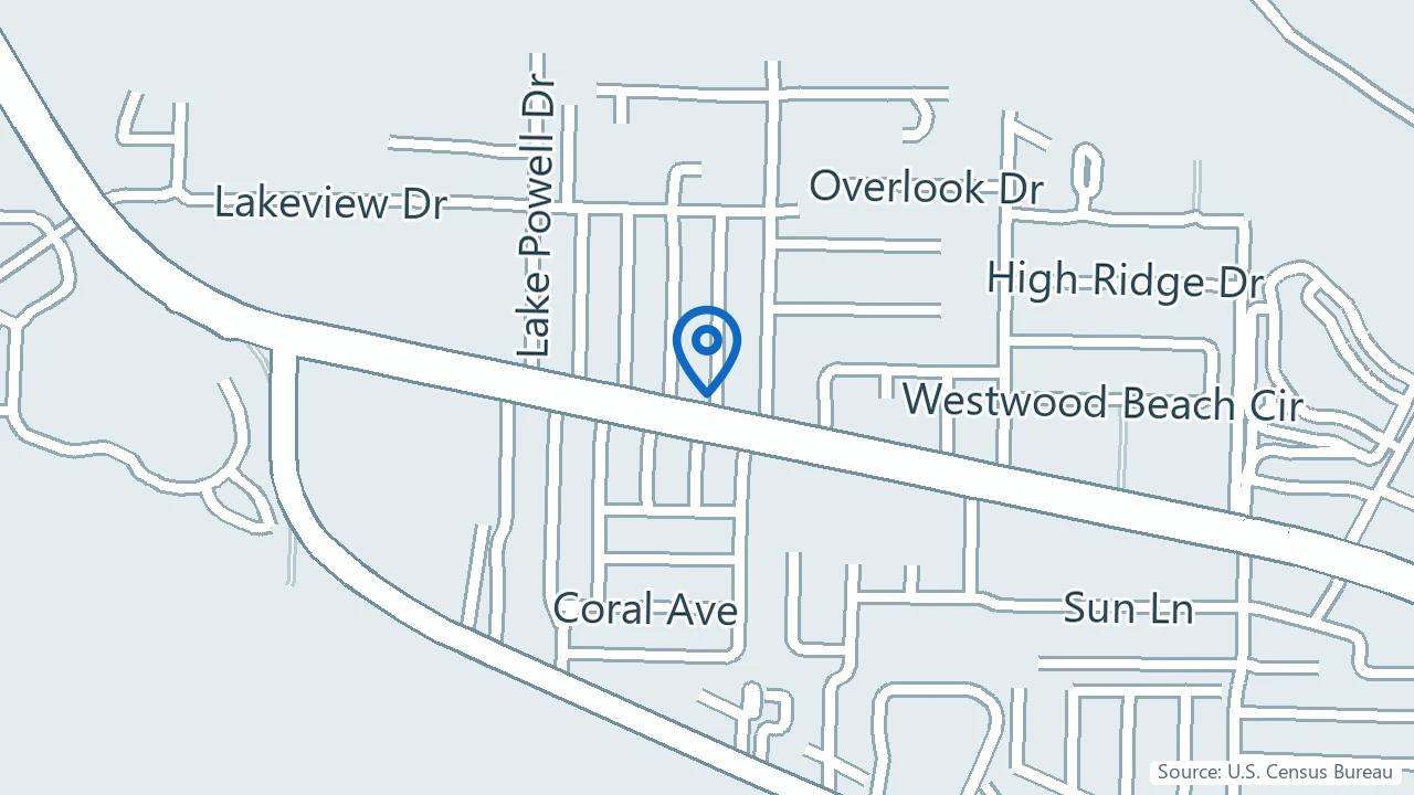 Map showing The Crane Center in Panama City Beach, Florida