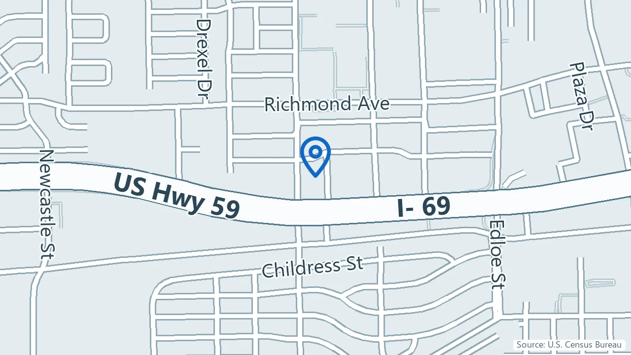 Map showing Brain Health Consultants and TMS Center in Houston, Texas