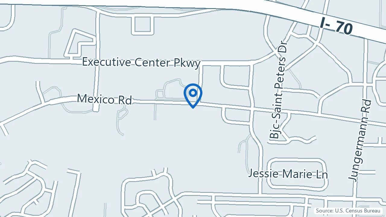 Map showing Serenity Health in St. Peters, Missouri