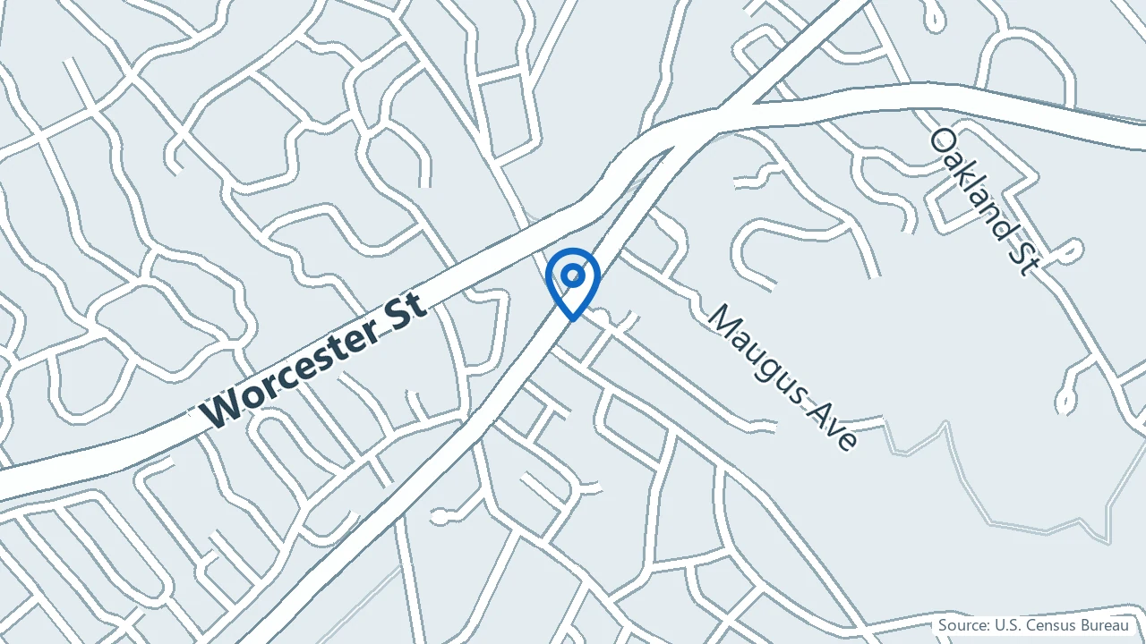 Map showing Aesthetic + Mind MD in Wellesley, Massachusetts