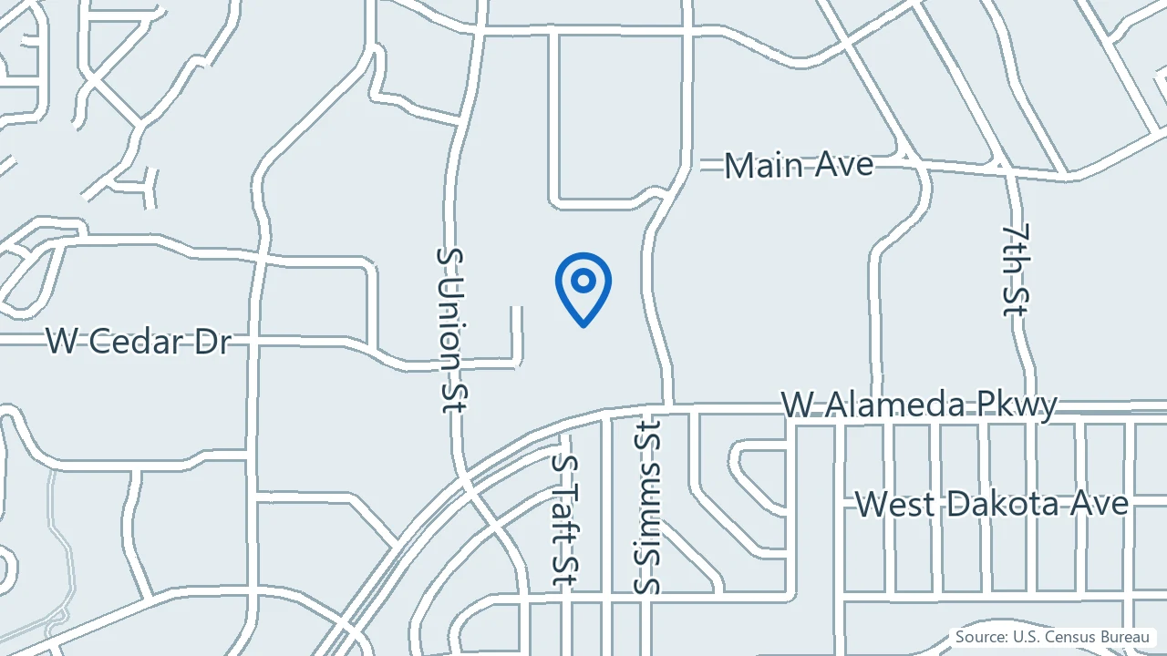 Map showing Serenity Mental Health Centers in Lakewood, Colorado
