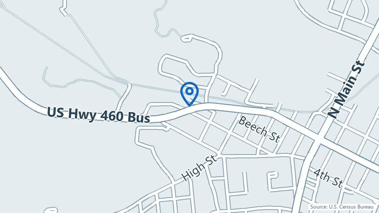 Map showing Seven Springs Health & Wellness in Farmville, Virginia