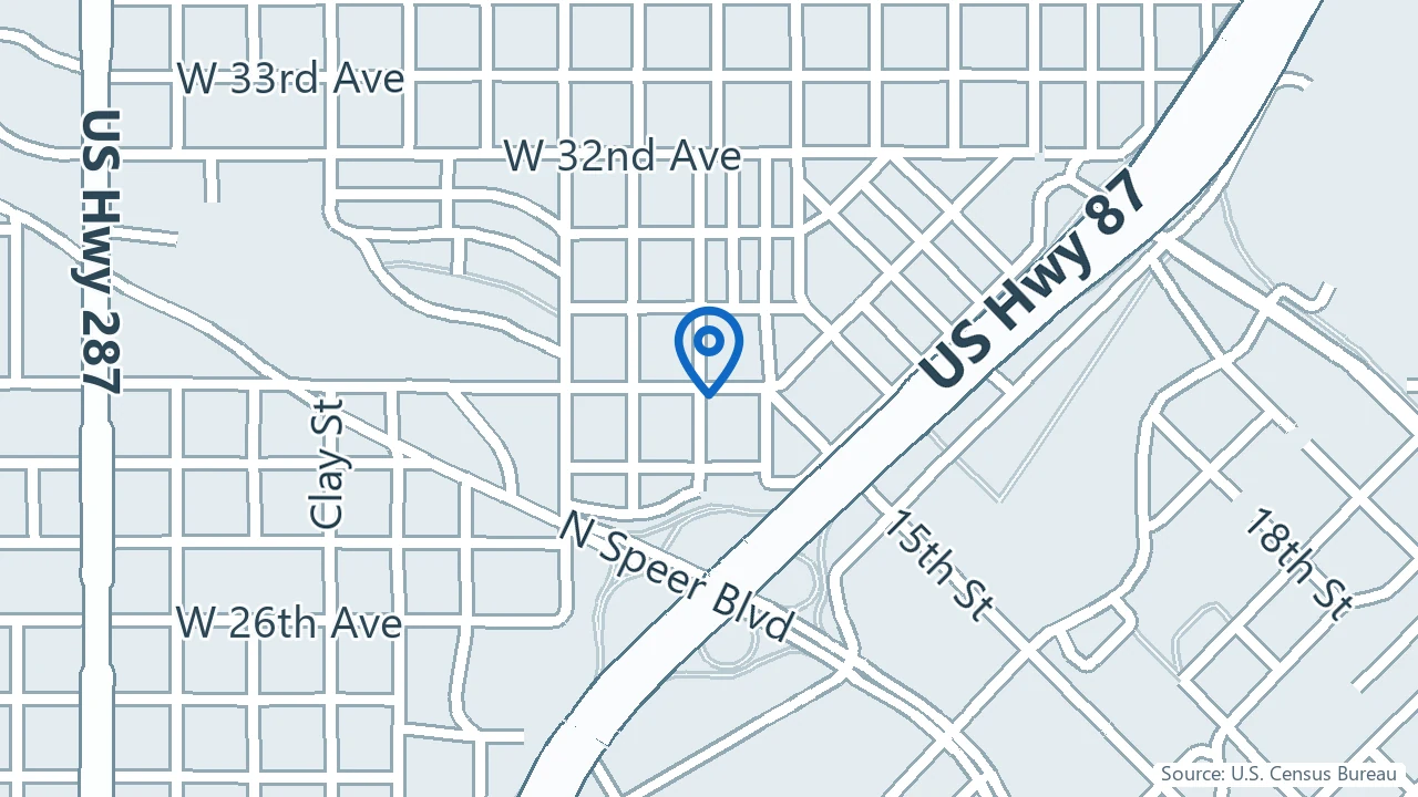 Map showing Rose NeuroSpa in Denver, Colorado