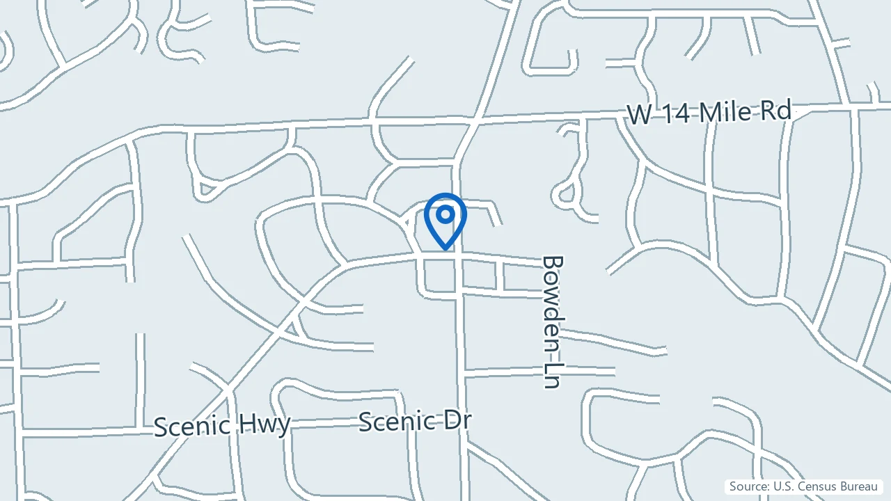 Map showing The Drake Center in Franklin, Michigan