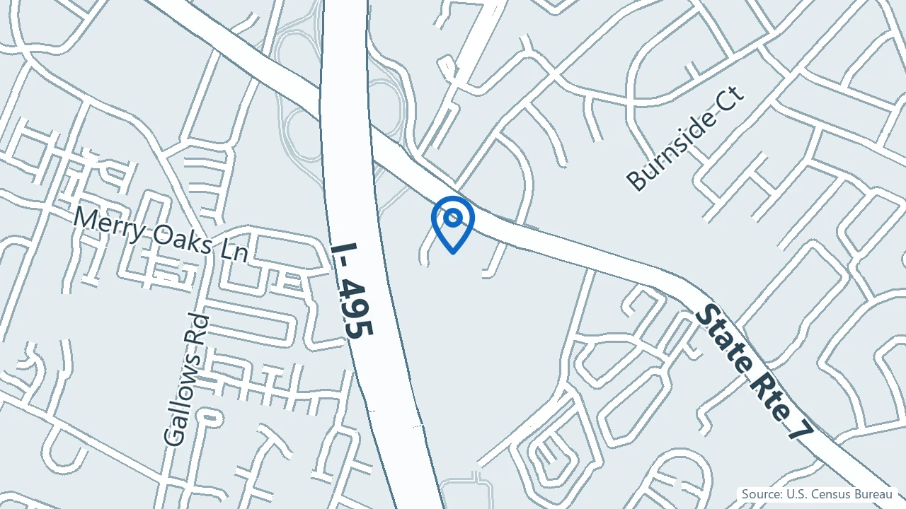Map showing Potomac Shores Mental Health & Wellness in Falls Church, Virginia