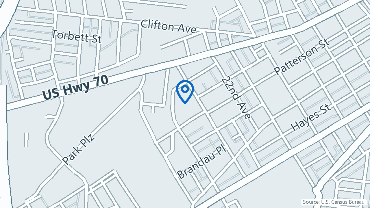Map showing Nashville Brain Institute in Nashville, Tennessee