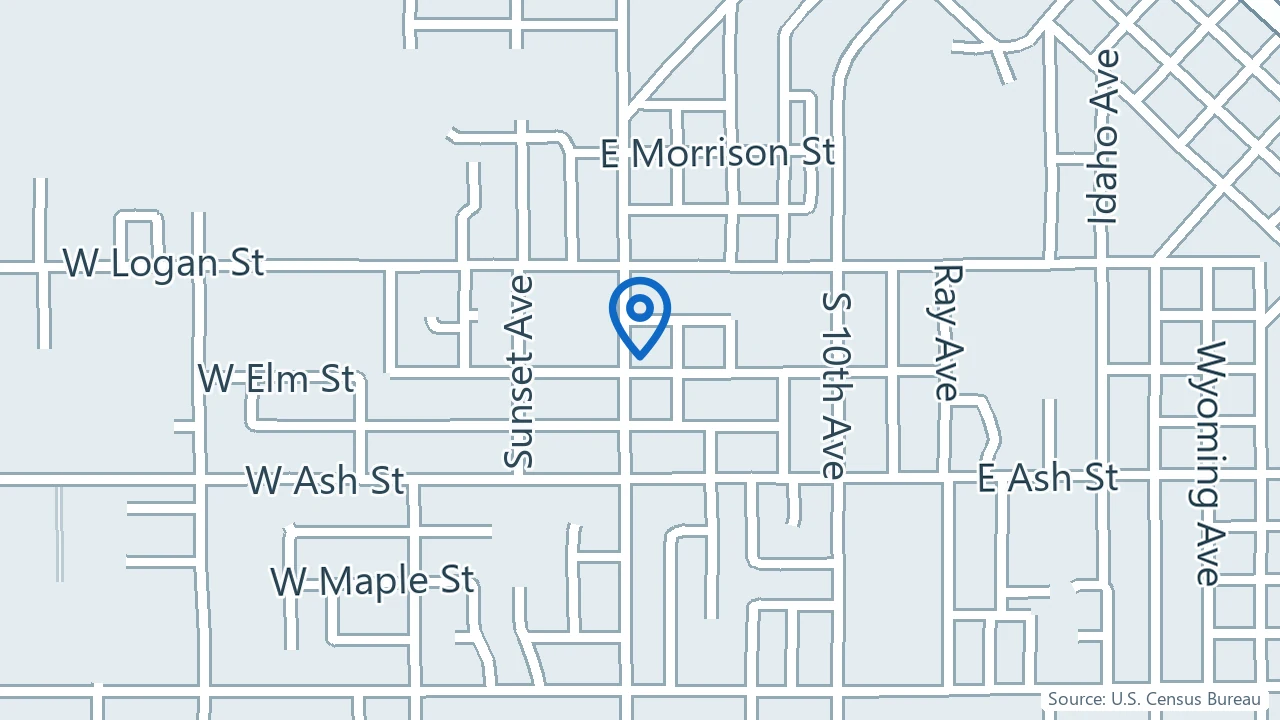 Map showing The Pain Center in Caldwell, Idaho