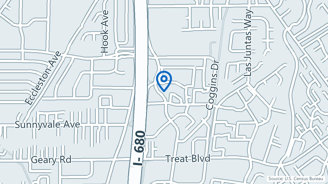 Map showing Comprehensive Psychiatric Services in Walnut Creek, California