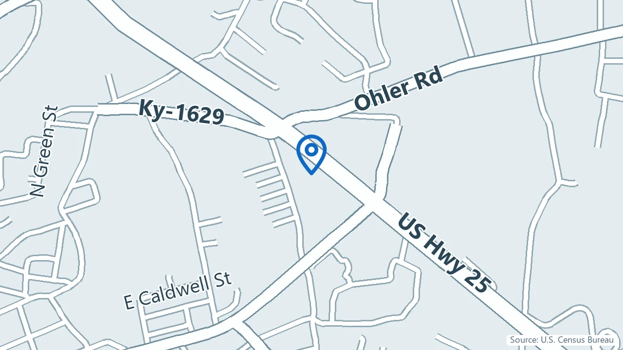 Map showing Trinity Family Health in Corbin, Kentucky
