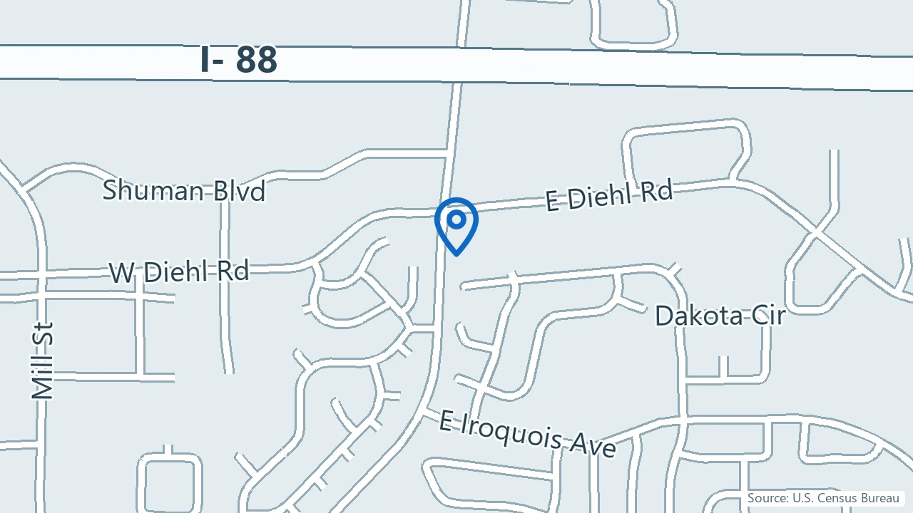 Map showing Renew Ketamine & Wellness Center in Naperville, Illinois