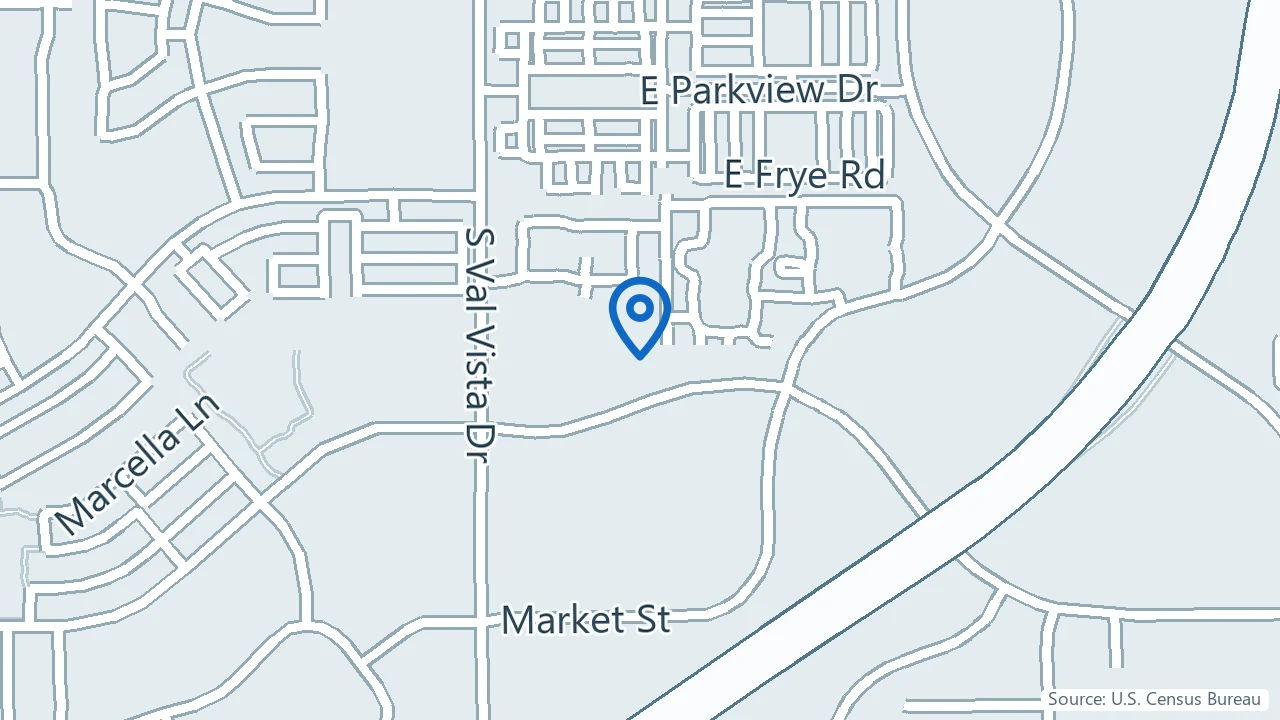 Map showing Serenity Mental Health Centers in Gilbert, Arizona