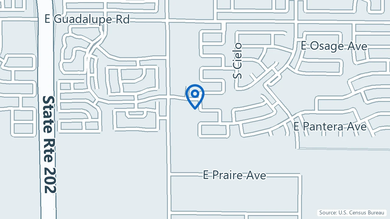 Map showing Wild Ember Psychiatry & Therapy in Mesa, Arizona