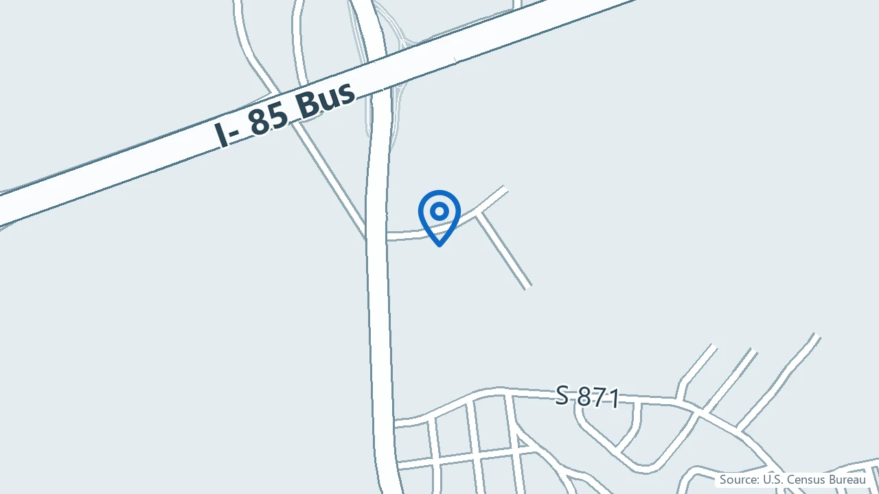 Map showing Radial in Spartanburg, South Carolina