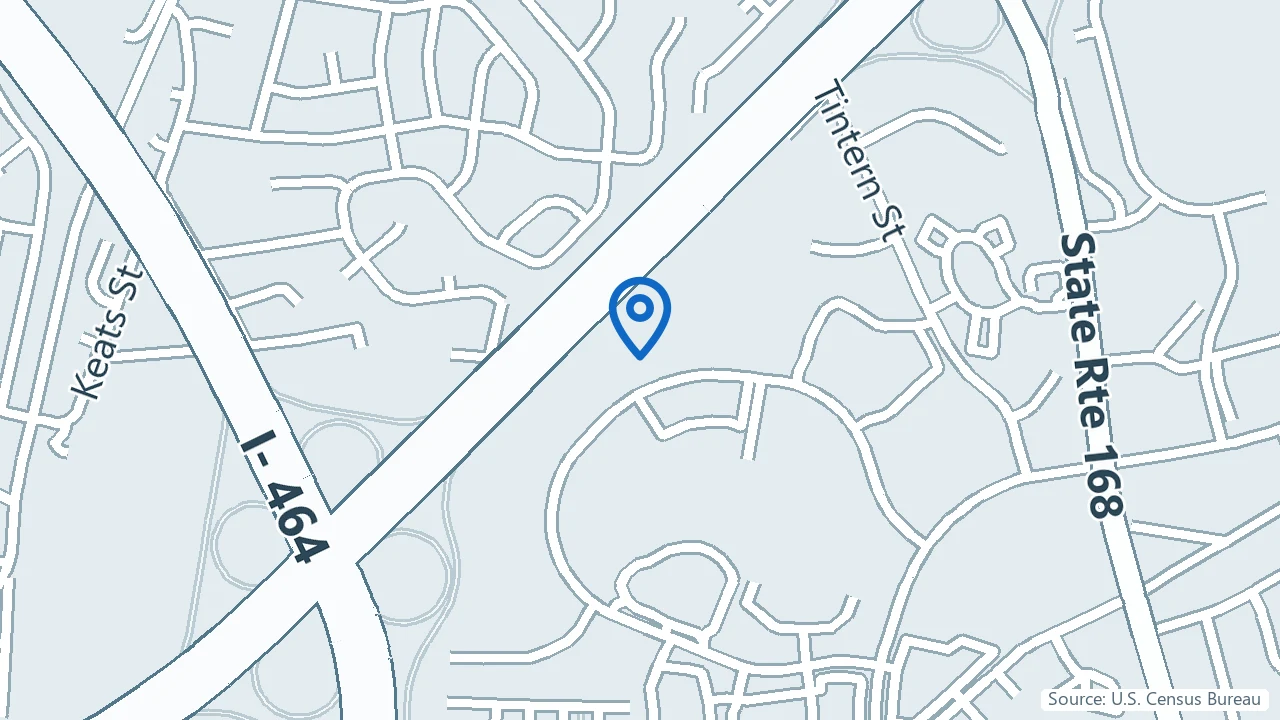 Map showing Aligning Paths Mental Health Services in Chesapeake, Virginia