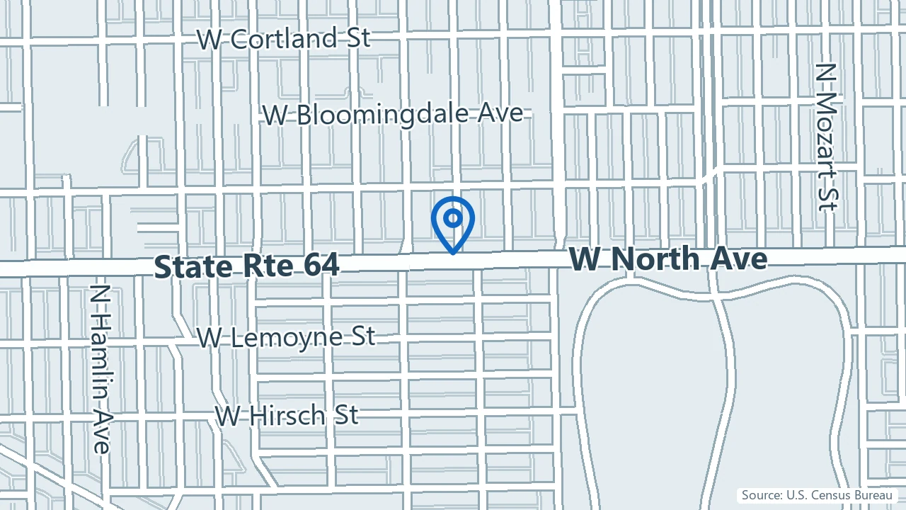 Map showing Sana Healing Collective in Chicago, Illinois