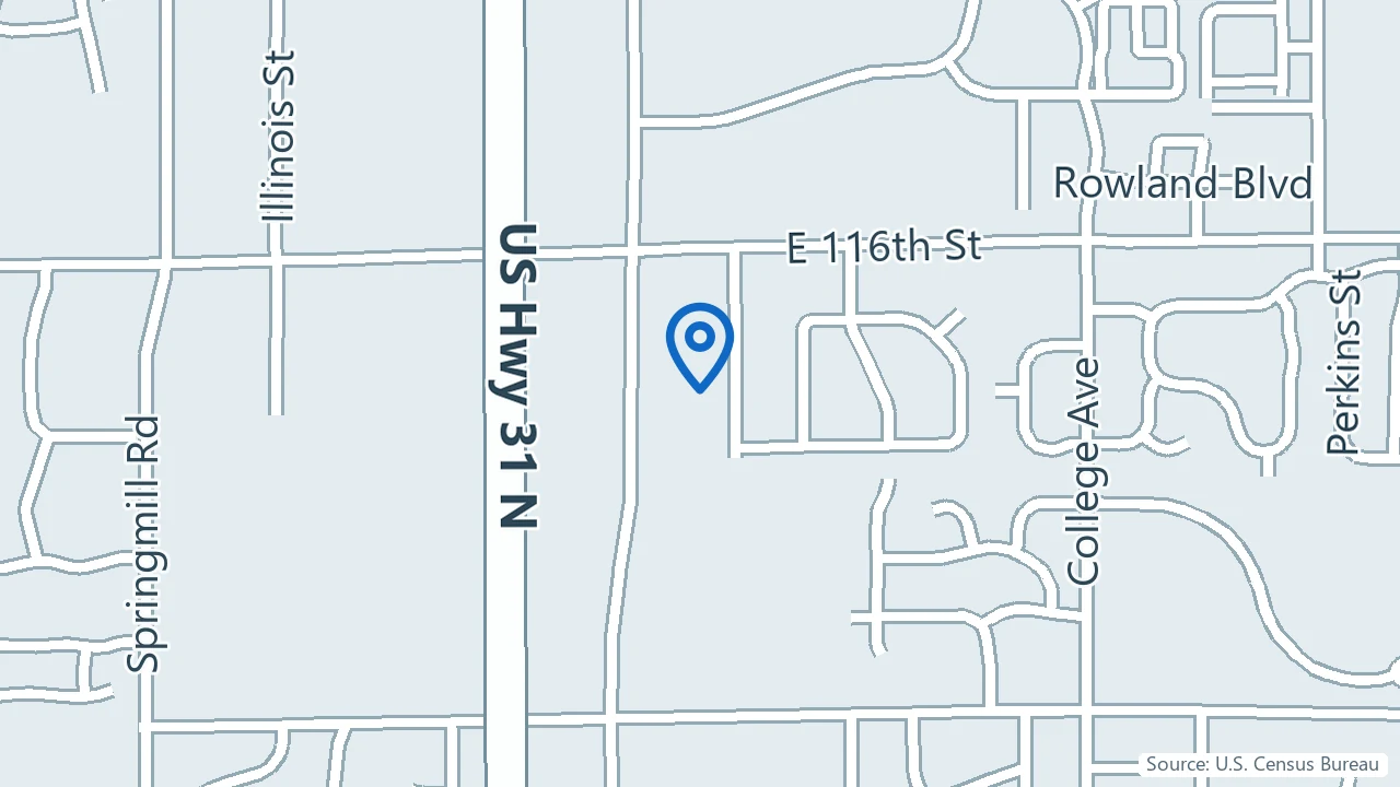 Map showing MindFit Counseling in Carmel, Indiana