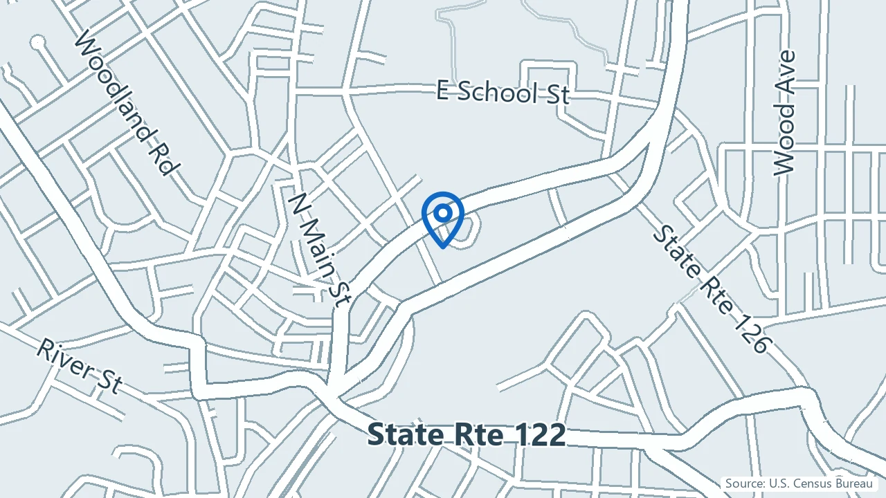Map showing Plaza Psychology and Psychiatry in Woonsocket, Rhode Island