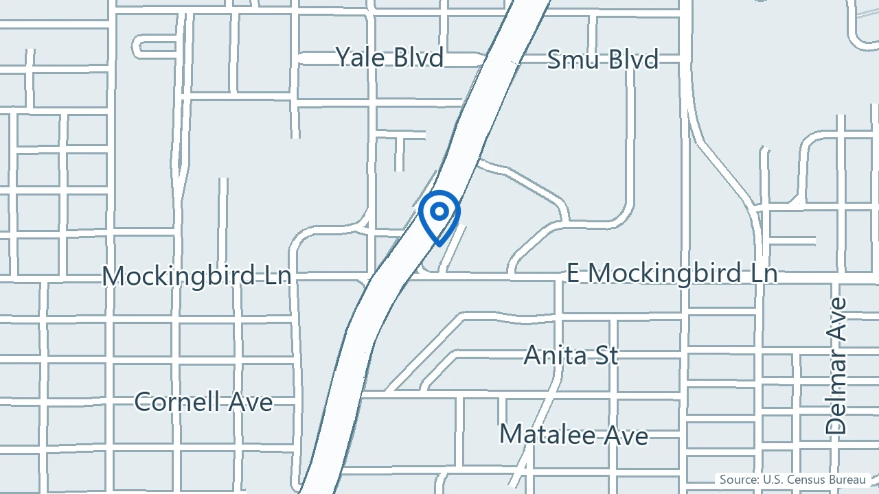 Map showing Dallas Psychiatry and TMS Center in Dallas, Texas