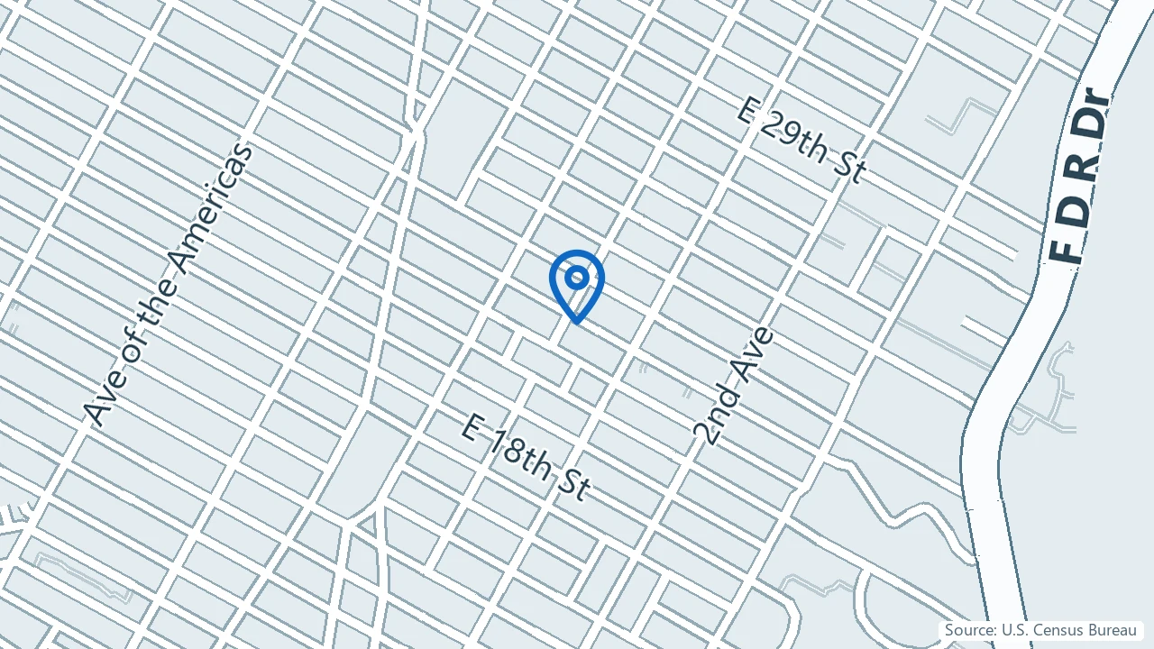 Map showing Lenox Hill Mind Care in New York, New York