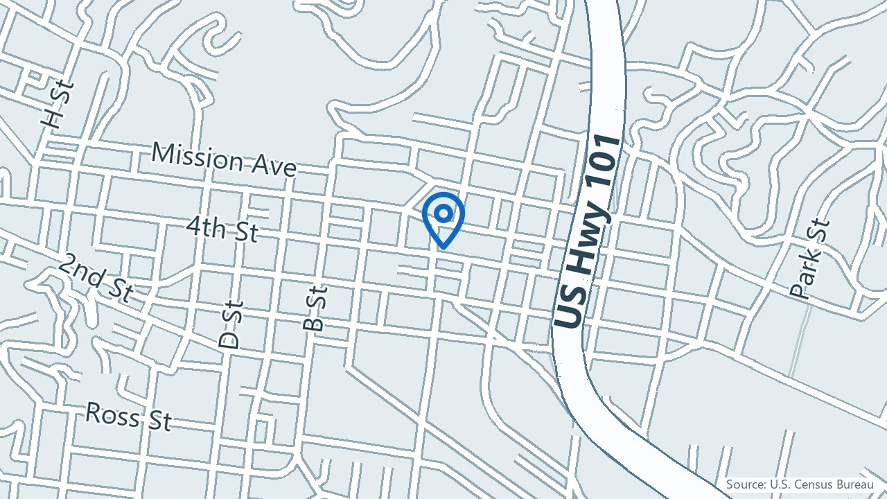 Map showing Advanced Psychiatry Associates in San Rafael, California