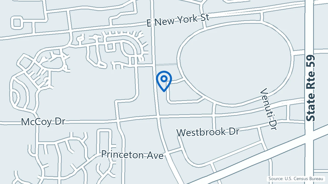 Map showing Holistic Behavioral & TMS Therapy in Aurora, Illinois