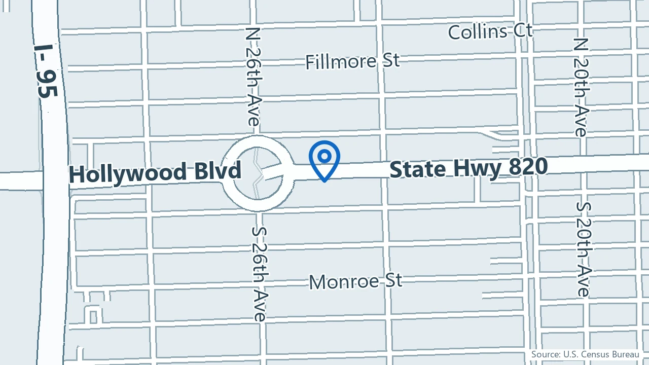 Map showing Serenity Shift Wellness in Hollywood, Florida