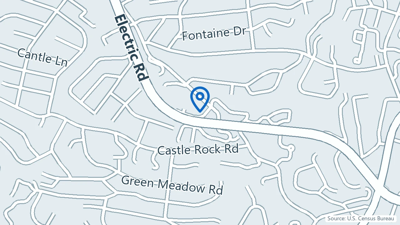 Map showing Center for Care and Resiliency in Roanoke, Virginia