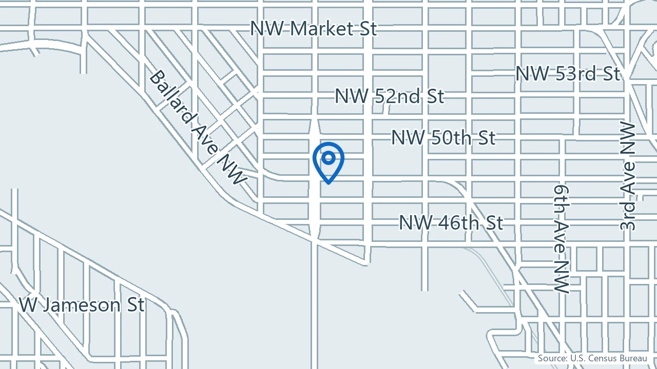 Map showing Ballard Psychiatry in Seattle, Washington