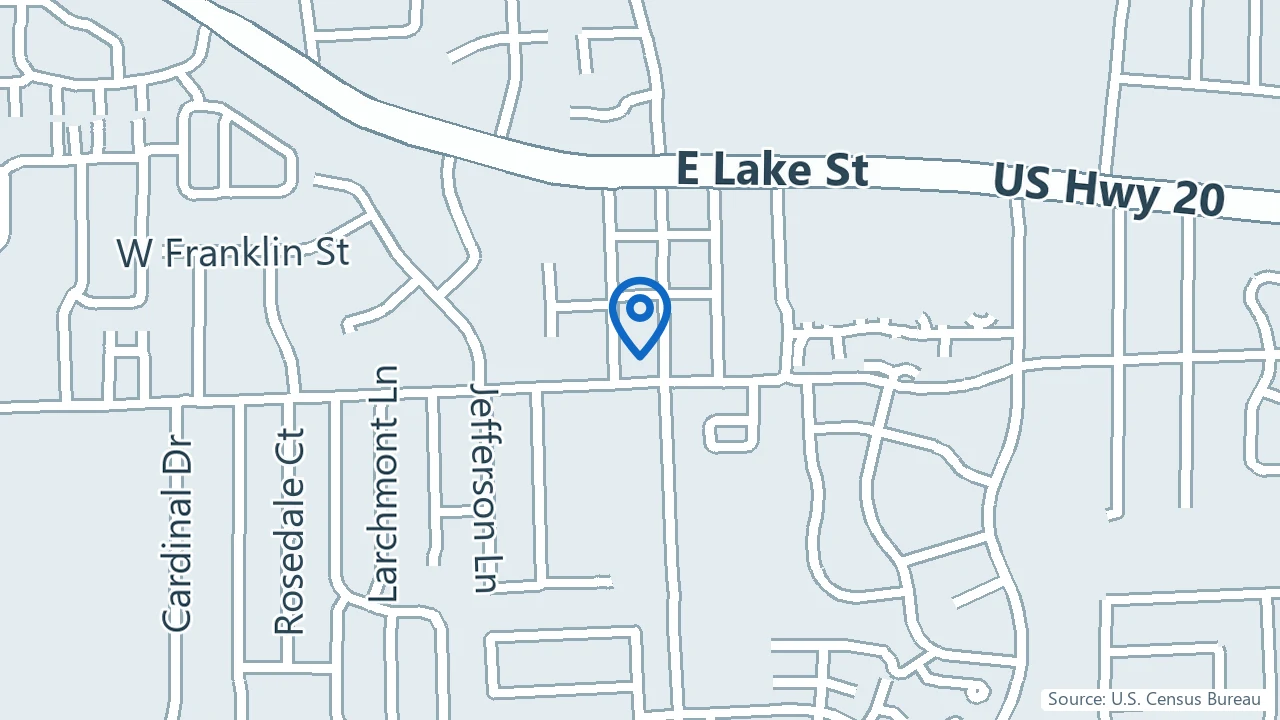 Map showing The Center for Integrative and Functional Health and Wellness in Bloomingdale, Illinois