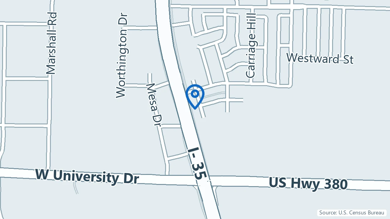 Map showing North Pointe Psychiatry in Denton, Texas