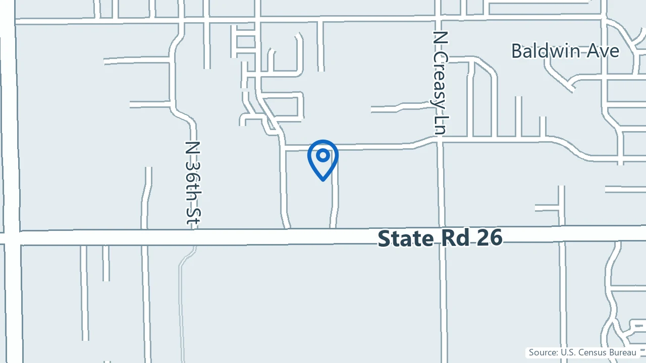 Map showing Woodhaven Behavioral Health in Lafayette, Indiana