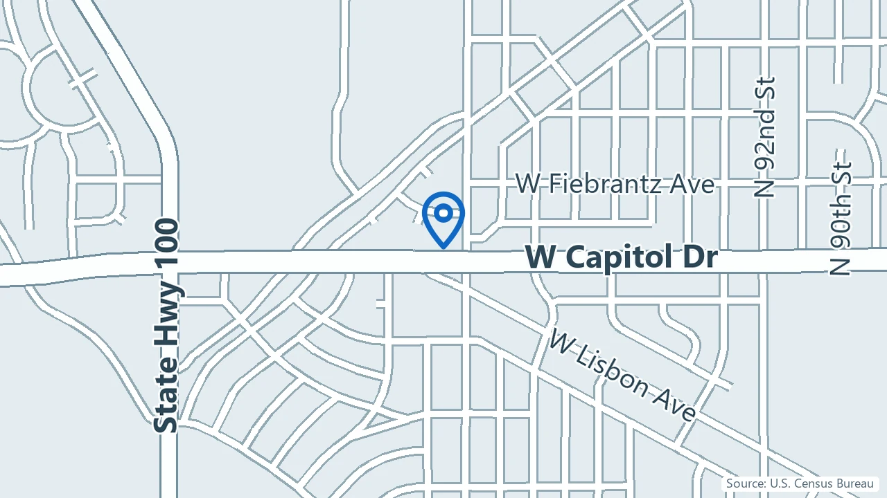 Map showing West Grove Clinic in Milwaukee, Wisconsin