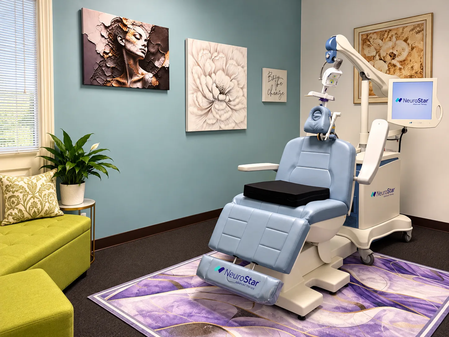 Treatment room at Northern Lights Psychiatry in Bedford, New Hampshire