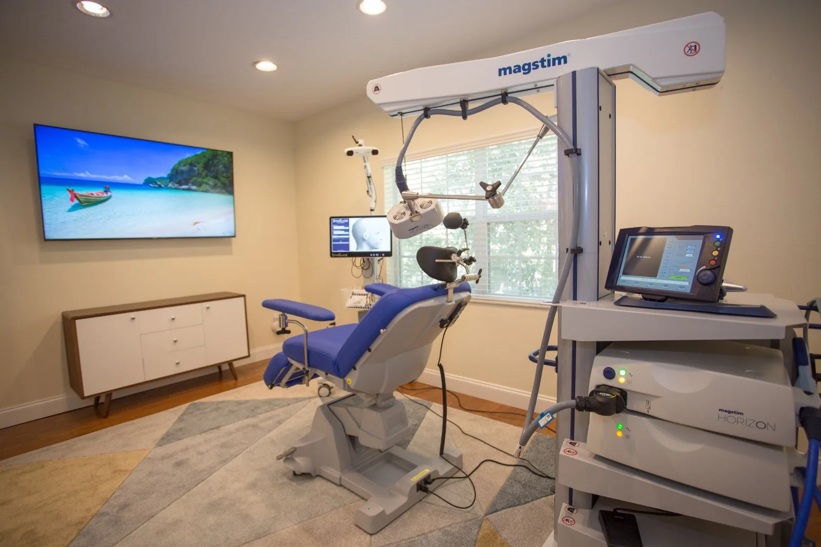 Treatment room at Florida TMS Clinic in Wesley Chapel, Florida