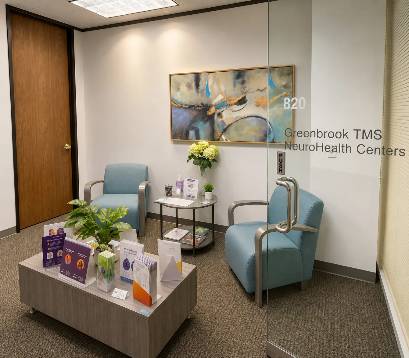 Clinic reception/waiting area at the River Oaks center