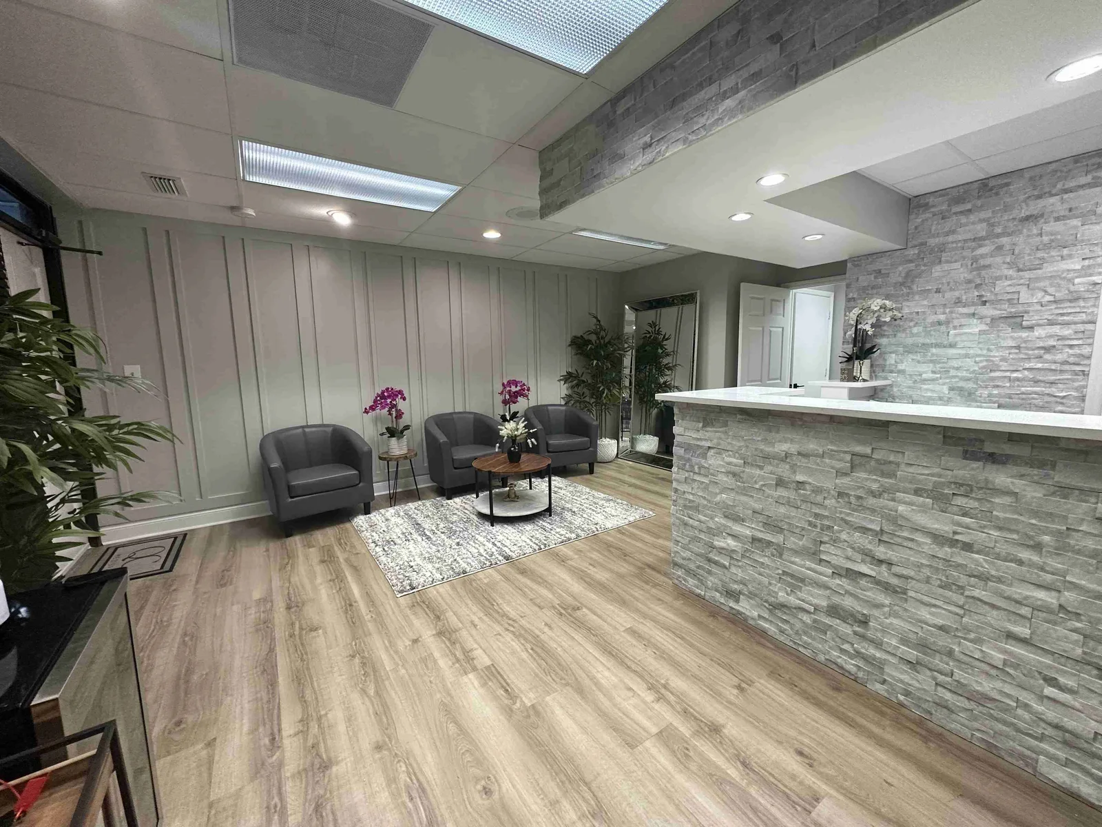Queen City Med Spa reception desk and lobby.